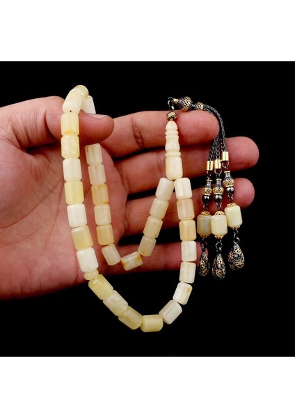 925 Ayar Gümüş Püsküllü Kesme Model Damla Kehribar Tesbih fiyatları