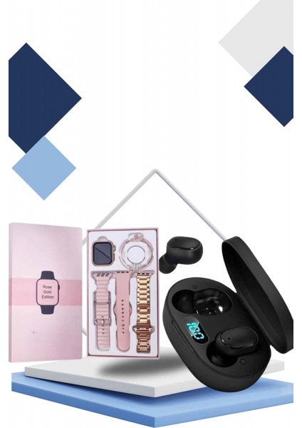 Nabız Ölçer Hediye Bileklikli Akıllı Saat ve Dijital Göstergeli Bluetooth Kulaklık Çoklu Şarj Girişi indirimleri