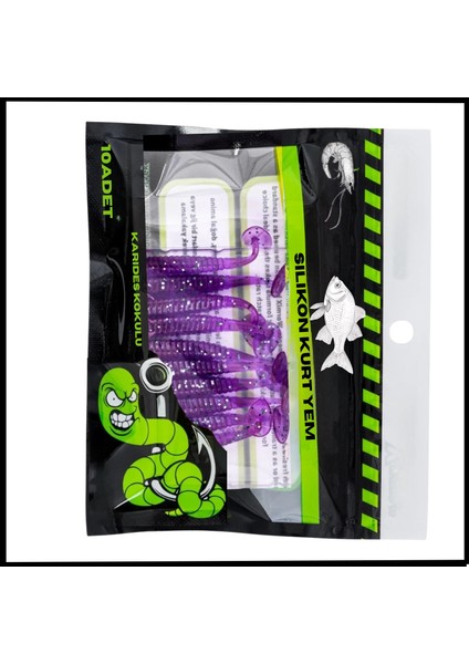 Uyguna-Yakala 1g 50MM -10 Adet silikon Kurt Yem - Karides Kokulu- MOR-1015-PRP