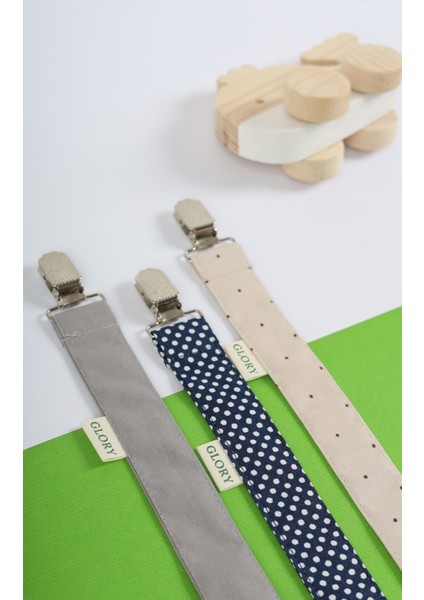 3'lü Set Emzik Askısı - Emzik Zinciri - Emzik Tutacağı - %100 Pamuk - Gri, Lacivert Puanlı, Kahve fiyatları