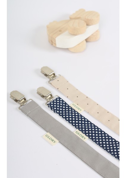 3'lü Set Emzik Askısı - Emzik Zinciri - Emzik Tutacağı - %100 Pamuk - Gri, Lacivert Puanlı, Kahve modelleri
