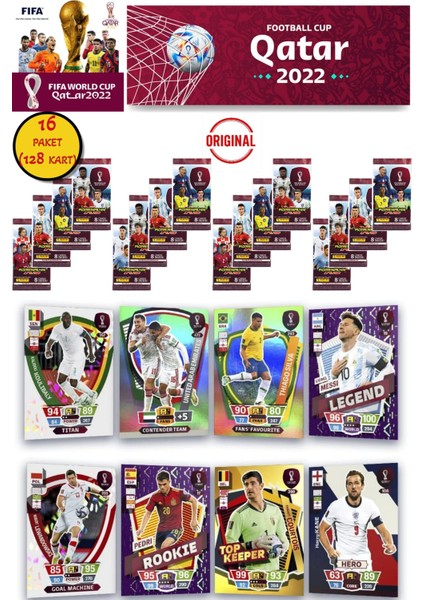 Dünya Kupası Panini Fıfa 2022 Adrenalyn Xl Qatar World Cup Trading Kartı (16 Paket 128 Kart)