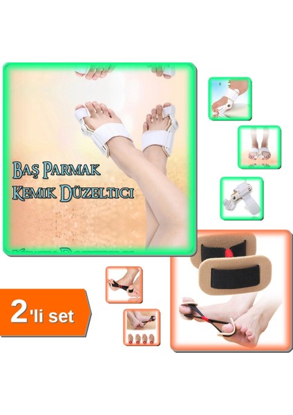 Baş Parmak Kemik Düzeltici Gece Ateli (Tek) + Ayak Baş Parmak Kemik Düzeltici Egzersiz Lastiği - 2li Set W2W8J8