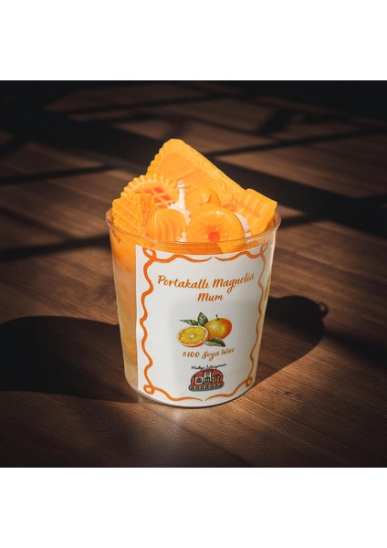 Portakallı Magnolia Mum – El Yapımı Soya Wax Kokulu Dekoratif Mum (Taze Portakal Kokusu)