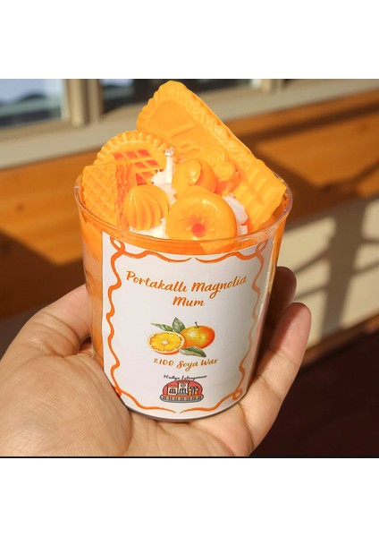 Portakallı Magnolia Mum – El Yapımı Soya Wax Kokulu Dekoratif Mum (Taze Portakal Kokusu) fırsatları