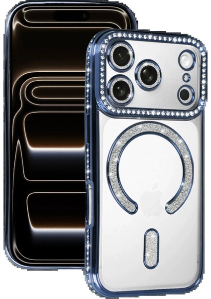 Apple iPhone 17 Pro Joke Simli Magneticsafe Kılıf - MAVI-(5796) - MCT3745-7523