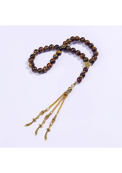 Yuvarlak Kaplan Gözü Taşı Tespih Bileklik Saf El Yapımı Tasarım Scimitar Bileklik Erkek modelleri