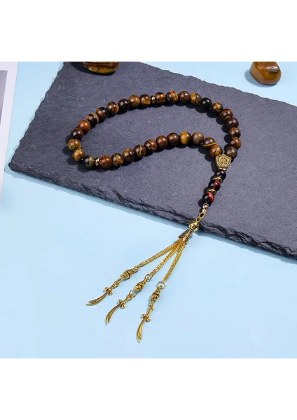 Yuvarlak Kaplan Gözü Taşı Tespih Bileklik Saf El Yapımı Tasarım Scimitar Bileklik Erkek fırsatları