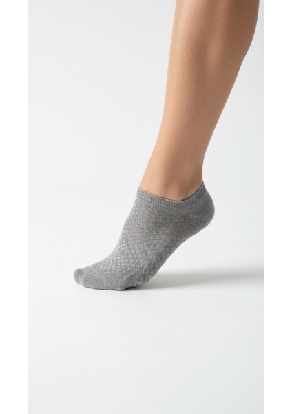 Kadın Görünmez Çorap 3’lü Set – Pamuklu, Esnek, File Dokulu (Siyah Gri Beyaz)