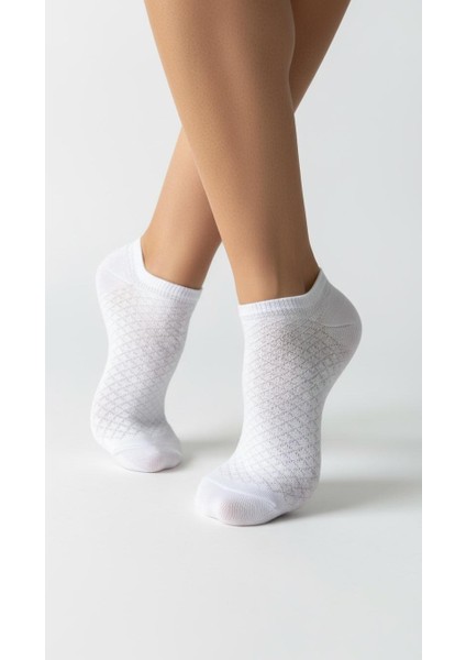 Kadın Görünmez Çorap 3’lü Set – Pamuklu, Esnek, File Dokulu (Siyah Gri Beyaz)