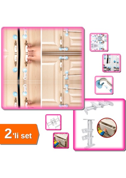 2 Adet Çocuk Koruma Kilidi + Bebek Çocuk Koruma Kilidi - 2li Set P5S8C8