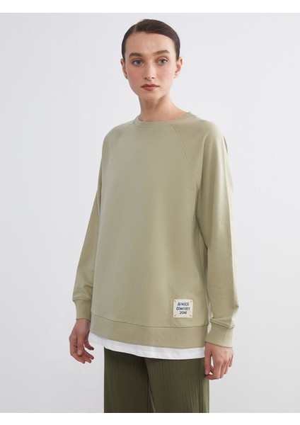 Yeni Sezon Bisiklet Yaka Oversize Kadın Sweatshirt