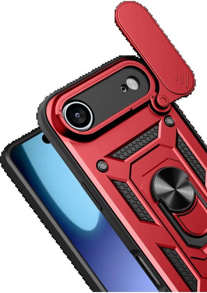 Apple iPhone 17 Air Pars Lens Yüzüklü Silikon - KIRMIZI-(5796) - MCT5397-5277 modelleri