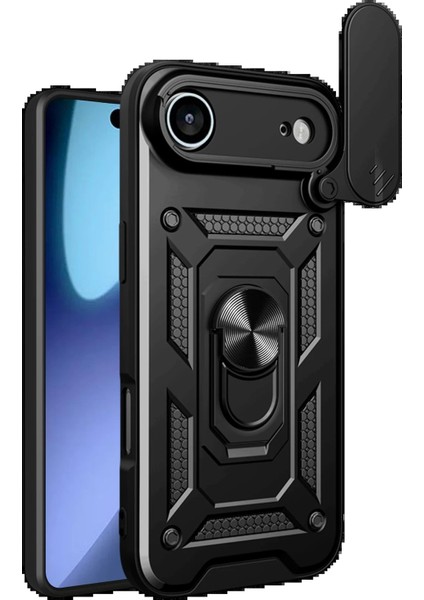 Apple iPhone 17 Air Pars Lens Yüzüklü Silikon - SIYAH-(5796) - MCT3847-1212