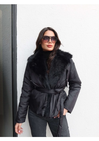 Yaka Suni Kürk Bağlamalı Mont fiyatları