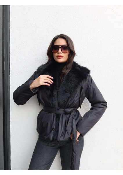 Yaka Suni Kürk Bağlamalı Mont fırsatları