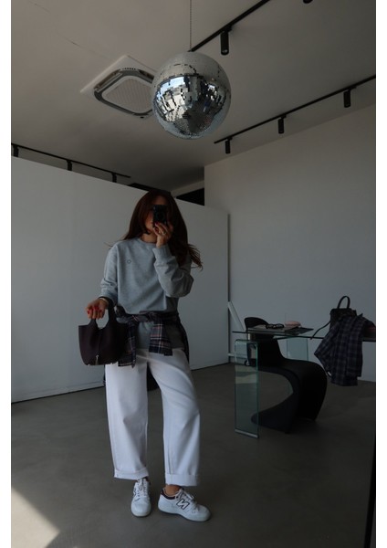 Bisiklet Yaka Oversize Basic Sweat