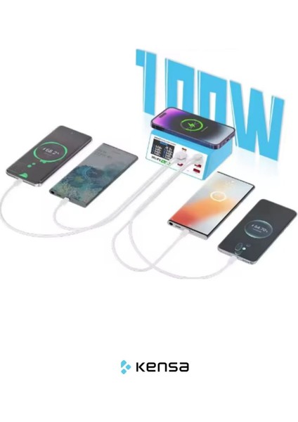 RL-309AW 100W 8 Port Akıllı Şarj Istasyonu | Kablosuz + Pd & Qc Hızlı Şarj Destekli USB Şarj Cihazı modelleri