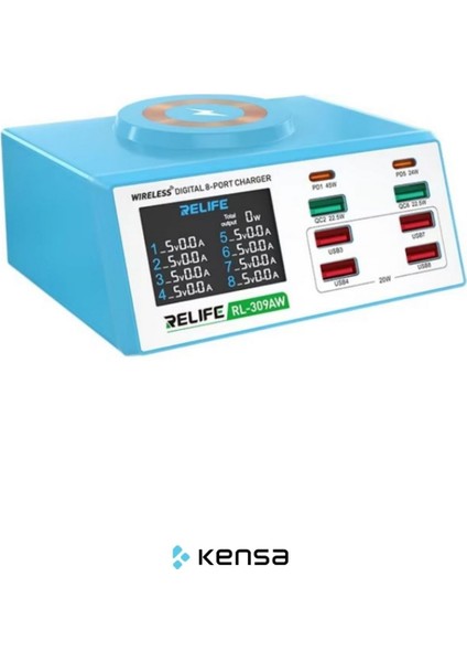 RL-309AW 100W 8 Port Akıllı Şarj Istasyonu | Kablosuz + Pd & Qc Hızlı Şarj Destekli USB Şarj Cihazı fırsatları