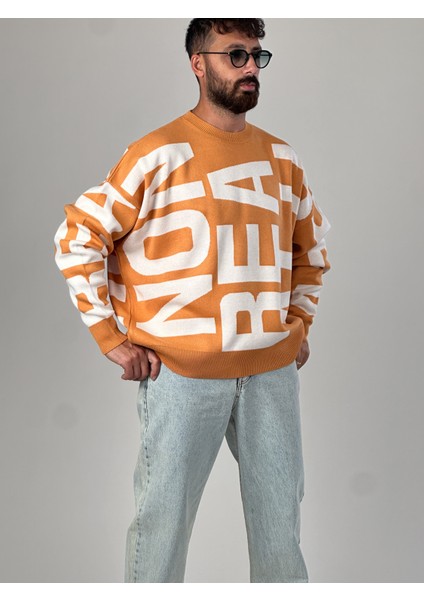 Bold Print Oversize Turuncu Erkek Sweat COC1020