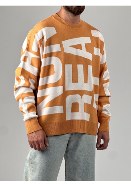 Bold Print Oversize Turuncu Erkek Sweat COC1020 indirimleri