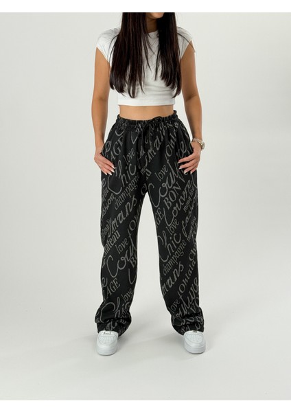 Tasarım Dergi Baskı Kadın Baggy Pantolon COC1051