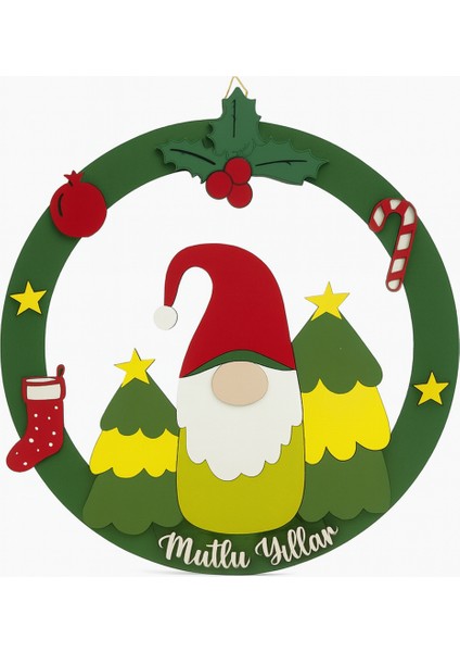 25 cm Yeşil Şans Cücesi Çelenk Duvar Süsü fiyatları