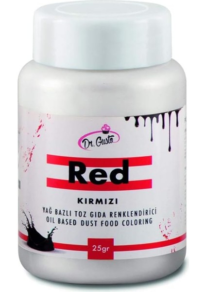 Dr.gusto Yağ Bazlı Toz Gıda Boyası 25 gr Kırmızı