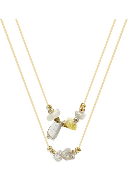 Zarif Ip Zincirli Natural Form Sitrin Doğaltaş Kadın Kolye