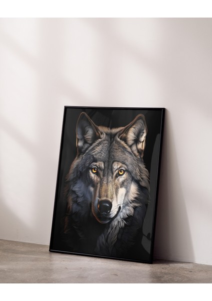 Metal Çerçeveli Gerçek Camlı Tablo | Dijital Sanat Kurt Portresi Tablo,dijital Baskılı,ev Ofis Tablo