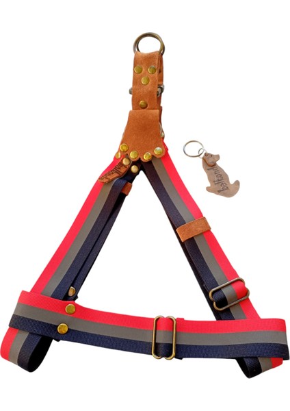 Köpek Göğüs Tasması Küçük, Orta ve Büyük Irk Ayarlamalı Kolon Kordon Lacivert & Gri & Pembe