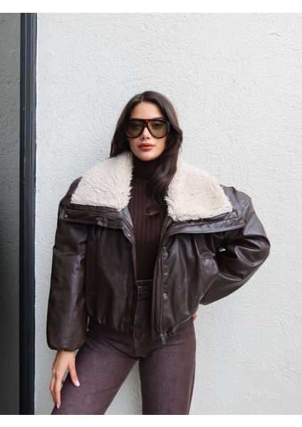 Yaka Kürk Cepli Deri Mont fiyatları