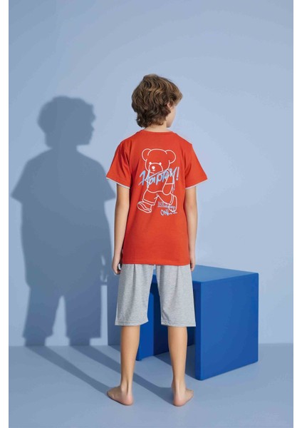 Erkek Çocuk T-Shirt Bermuda Alt Penye Süprem Bisiklet Yaka Orta Kalın Pijama TAKIMI-3930