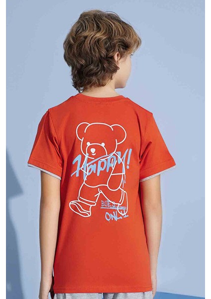 Erkek Çocuk T-Shirt Bermuda Alt Penye Süprem Bisiklet Yaka Orta Kalın Pijama TAKIMI-3930 modelleri