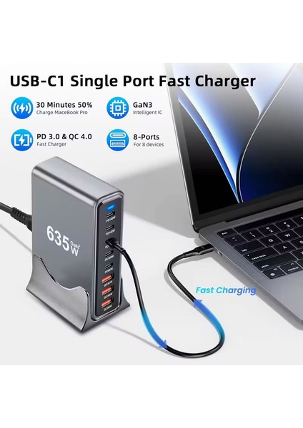 635W Şarj USB Istasyonu Macbok USB Şarj Istasyonu Türiye'de Tek modelleri