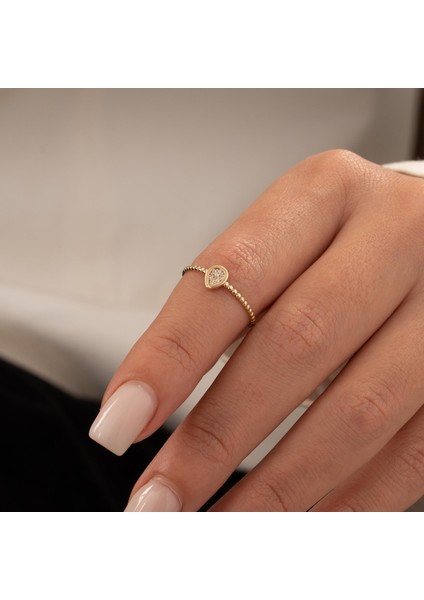 Minimal Taşlı 14 Ayar Altın Yüzük