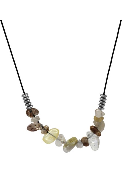 Zarif Ip Zincirli Doğal Form Rutil Kuvars Doğaltaş Kadın Kolye