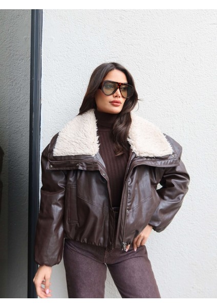 Yaka Kürk Cepli Deri Mont indirimleri
