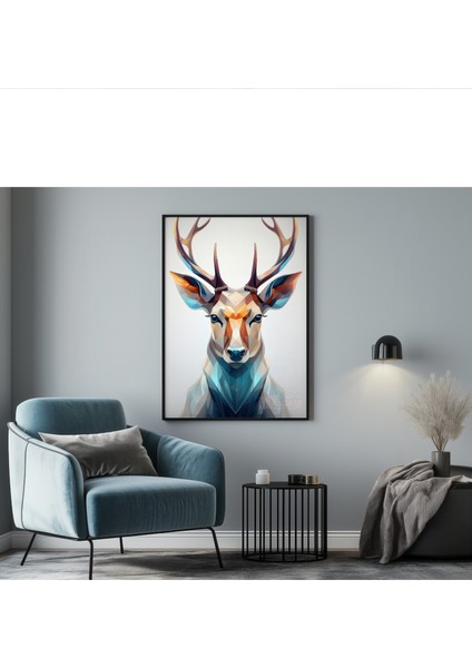 Rosa Art Metal Çerçeveli Gerçek Camlı Tablo | Renkli Geometrik Geyik Dijital Baskılı Tablo, Ev Ofis Tablo fiyatları