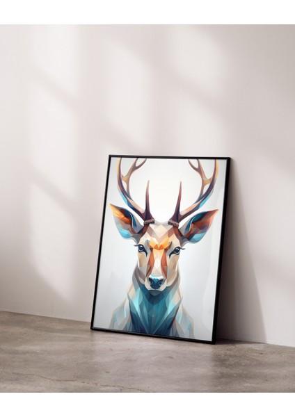 Rosa Art Metal Çerçeveli Gerçek Camlı Tablo | Renkli Geometrik Geyik Dijital Baskılı Tablo, Ev Ofis Tablo fırsatları