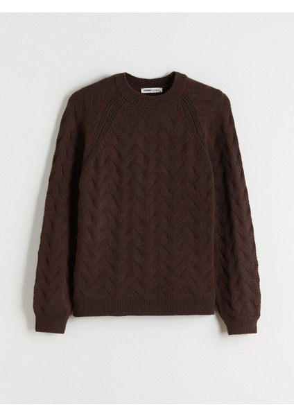 Yeni Sezon Bisiklet Yaka Kendinden Desenli Kadın Triko Kazak indirimleri