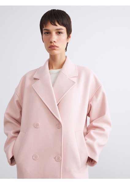 Yeni Sezon Kruvaze Yaka Kadın Kaşe Kaban