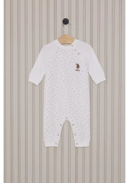 Erkek Bebek Uzun Kol Patiksiz Tulum Krem