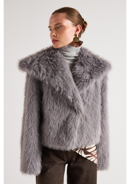 Kısa Astarlı Kürk Kaban Gri fiyatları