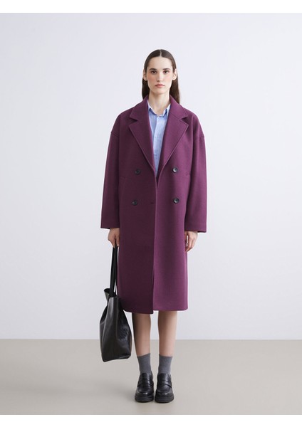 Yeni Sezon Kruvaze Yaka Kadın Kaşe Kaban