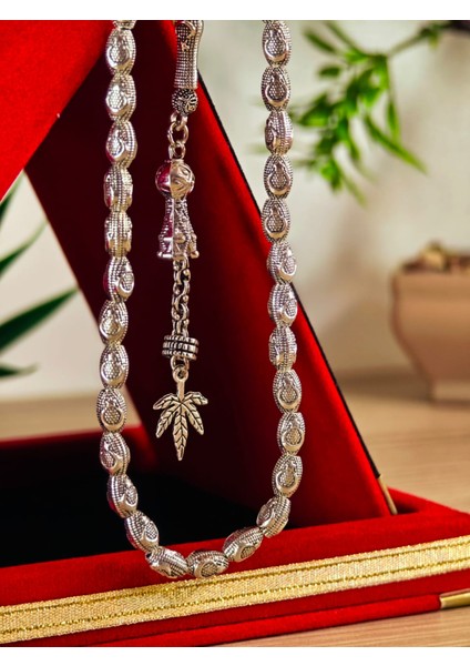 Gümüş Kaplama Yumurta Kesim Ayyıldızlı Tesbih modelleri