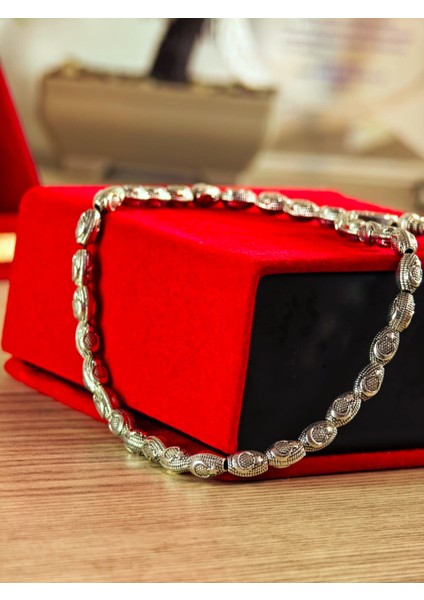 Gümüş Kaplama Yumurta Kesim Ayyıldızlı Tesbih