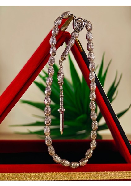 Gümüş Kaplama Yumurta Kesim Ayyıldızlı Tesbih fiyatları