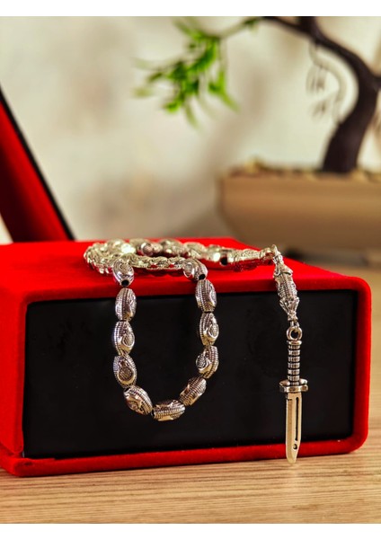 Gümüş Kaplama Yumurta Kesim Ayyıldızlı Tesbih indirimleri