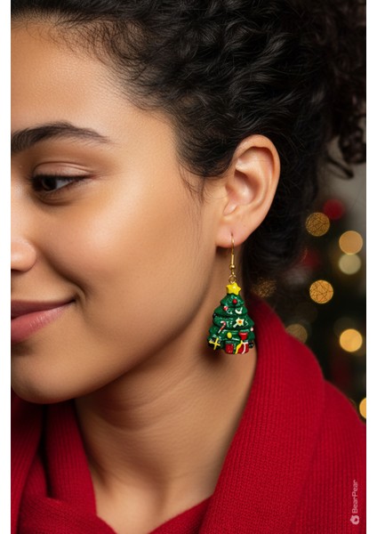 Noel Baba ve Yılbaşı Ağacı Sevimli Yeni Yıl Küpesi fiyatları